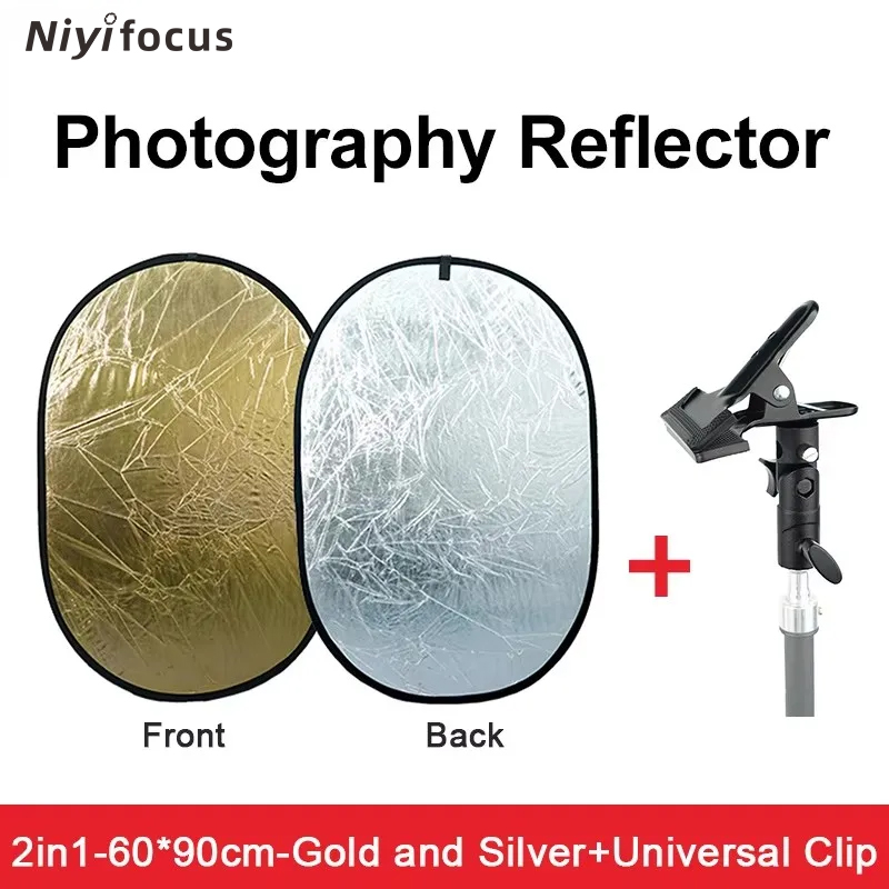 Photography Lighting Handheld - 2'si 1 Arada Yuvarlak Taşınabilir Reflektör